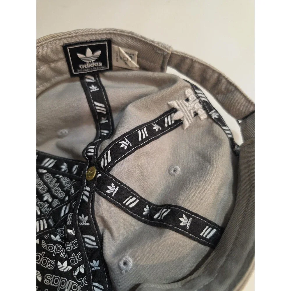 Adidas Gray 100% Cotton Adjustable Hat Cap One Size Embroidered Logo